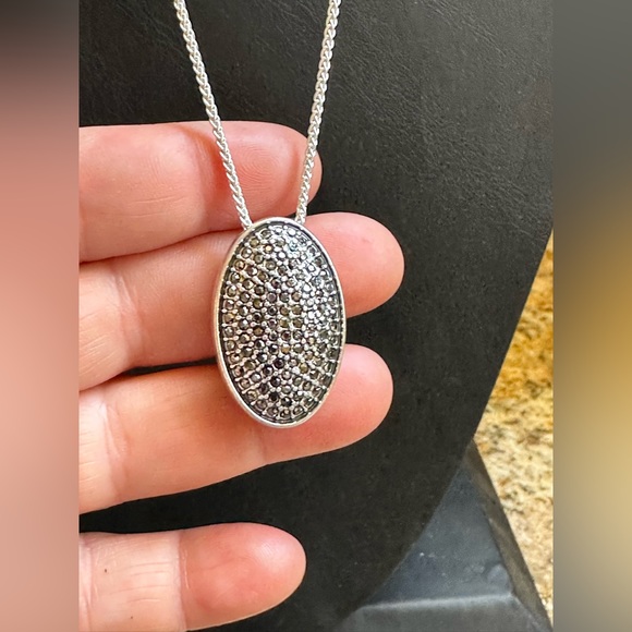 Lucky Brand Silver Chain Marcasite Pendant Necklce - Picture 2 of 9